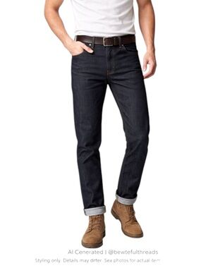 Naked & Famous Men’s 28 Dark Indigo Raw Selvedge Jeans The Straight